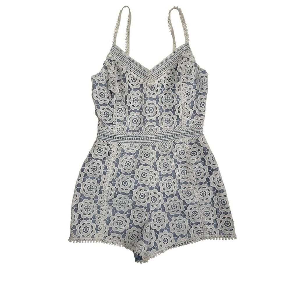 Endless Rose Women's Blue and White Playsuit-romper